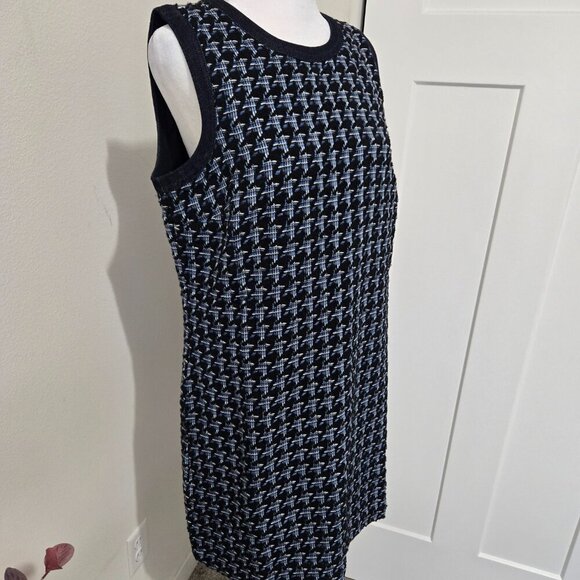 NWT Ann Taylor Denim Trim Tweed Shift Dress Sleeveless- Blue - Sz 10P - Picture 4 of 11